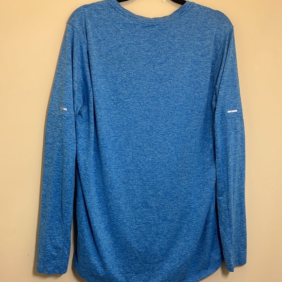 Nike Running Blue Long Sleeve Shirt with Silver Reflective Swoosh Size Large - Picture 7 of 7